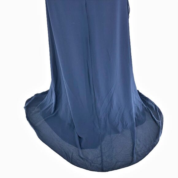 SHANI V-Neck Ruffle Georgette Flutter-Sleeve Gown Size 16 Navy Blue Chiffon NWT - Picture 8 of 13